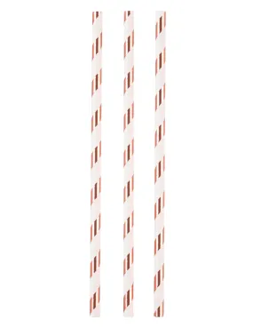 12 Pailles en carton blanches et cuivrées 19 cm : Deguise-toi, achat de Decoration / Animation