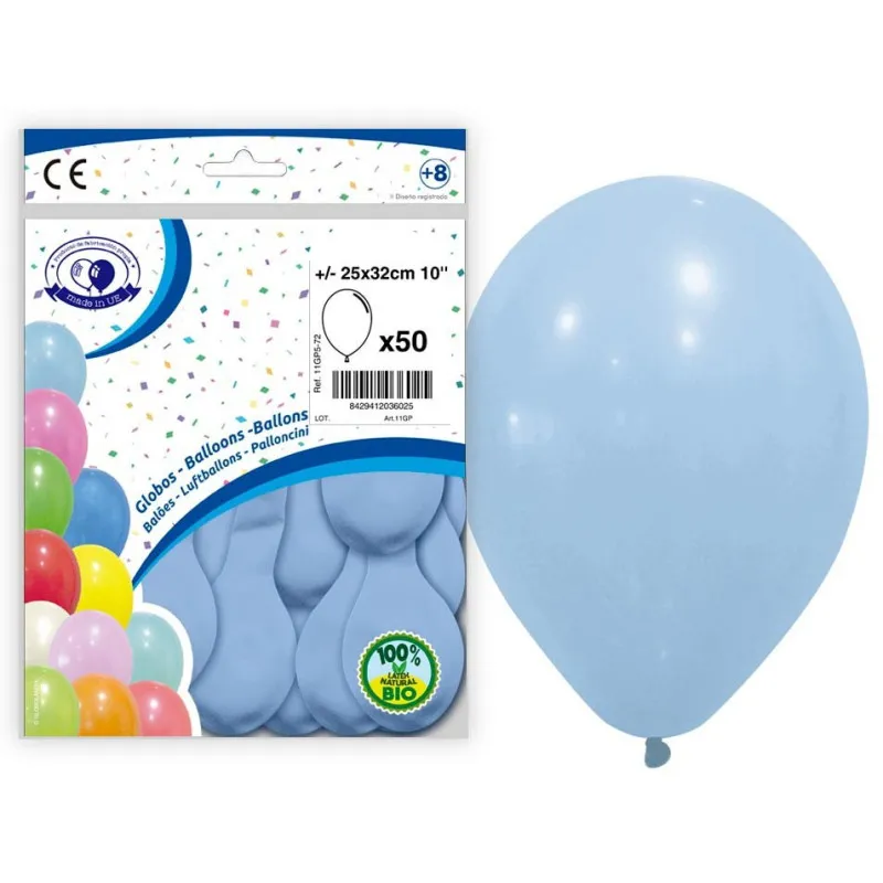 50 Ballons Bleu Pastel