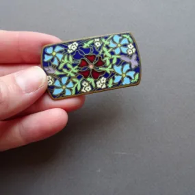 B48 - Broche en émail cloisonné Art Nouveau à fleurs - Le palais des bricoles