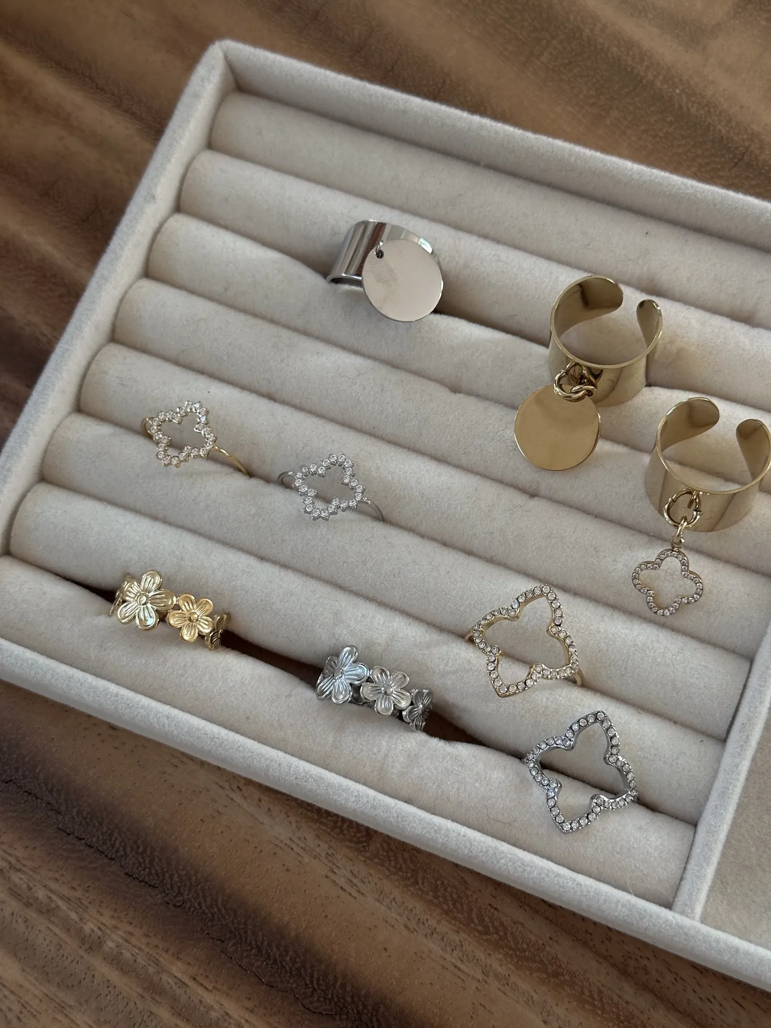 Bague HEBE Anneau avec fleurs argentées