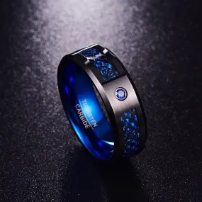 Bague Jarl Valhalla Azur : Autorité Céleste en Tungstène