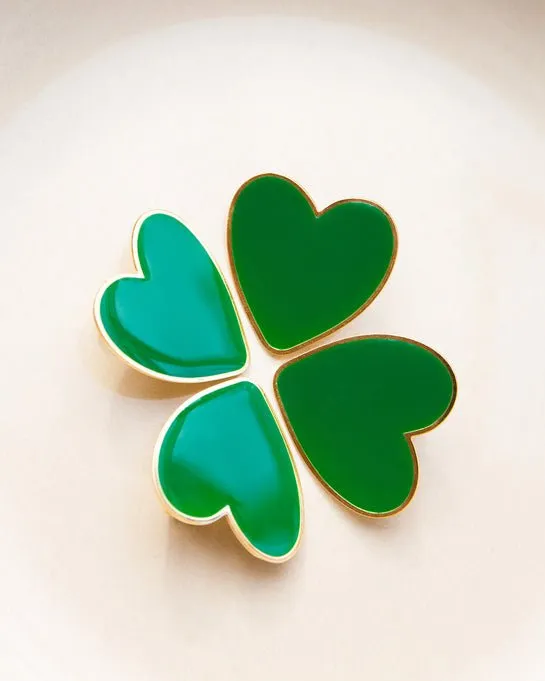 Boucles d'oreilles Big Love émoi émoi - émail vert et or fin 24 carats