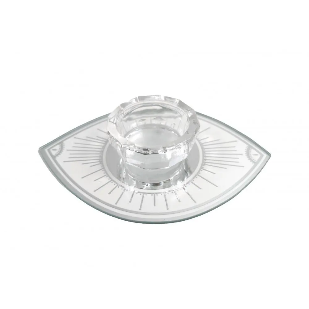 Bougeoir ovale oeil 10x15cm argent miroir