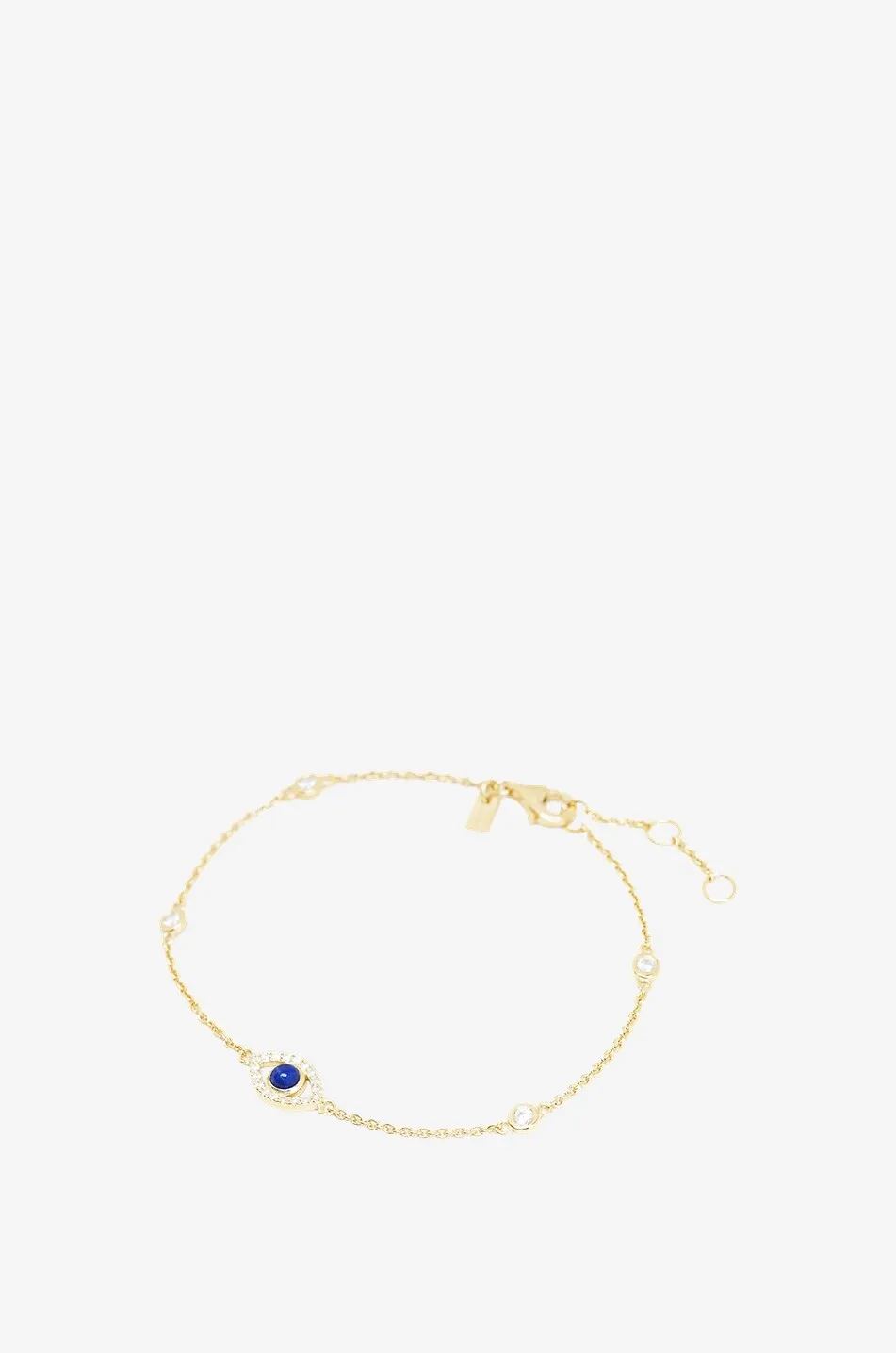 Bracelet doré détail oeil Fortuna - Lapis Lazuli