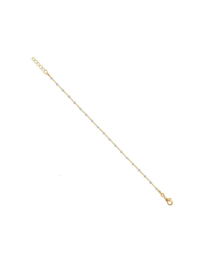Bracelet plaqué or perles émail blanc bijou minimaliste créateur
