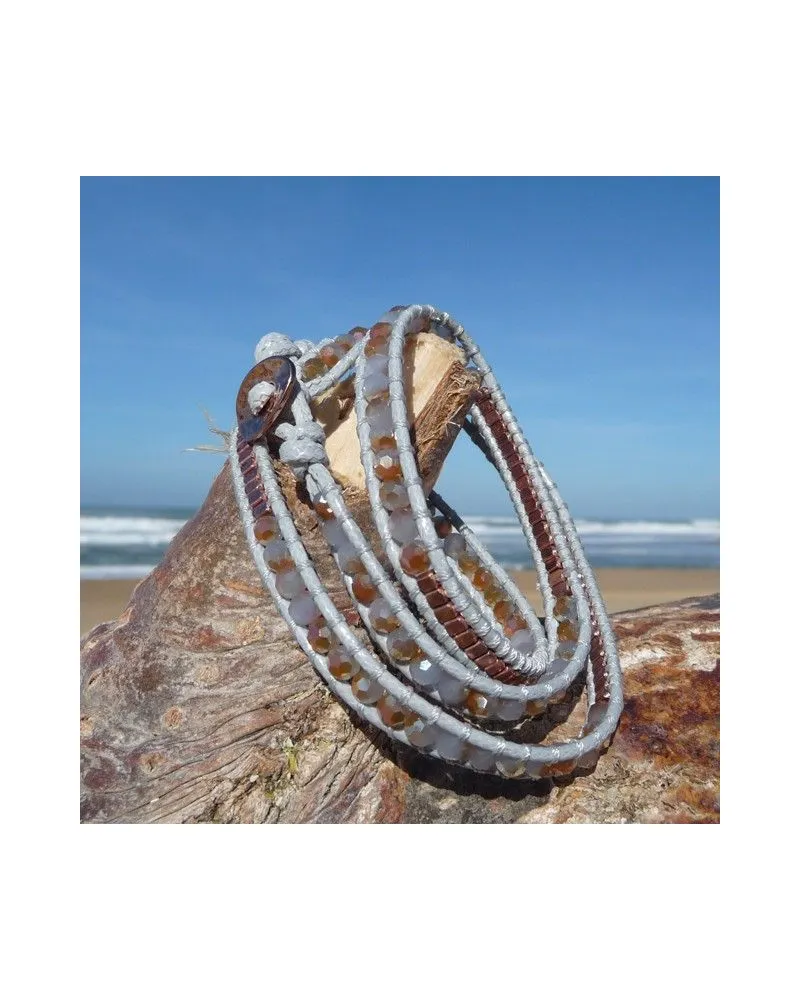 Bracelet wrap Gris - Style Ethnique - Zosha Collection