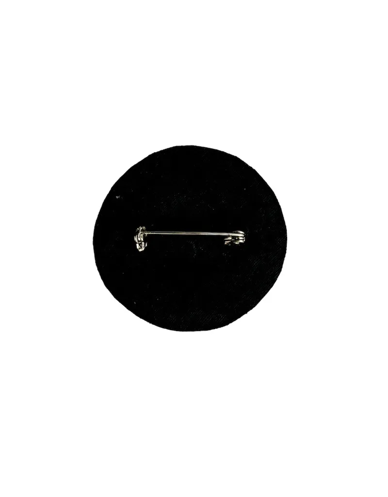 Broche brodée ronde oeil turquoise