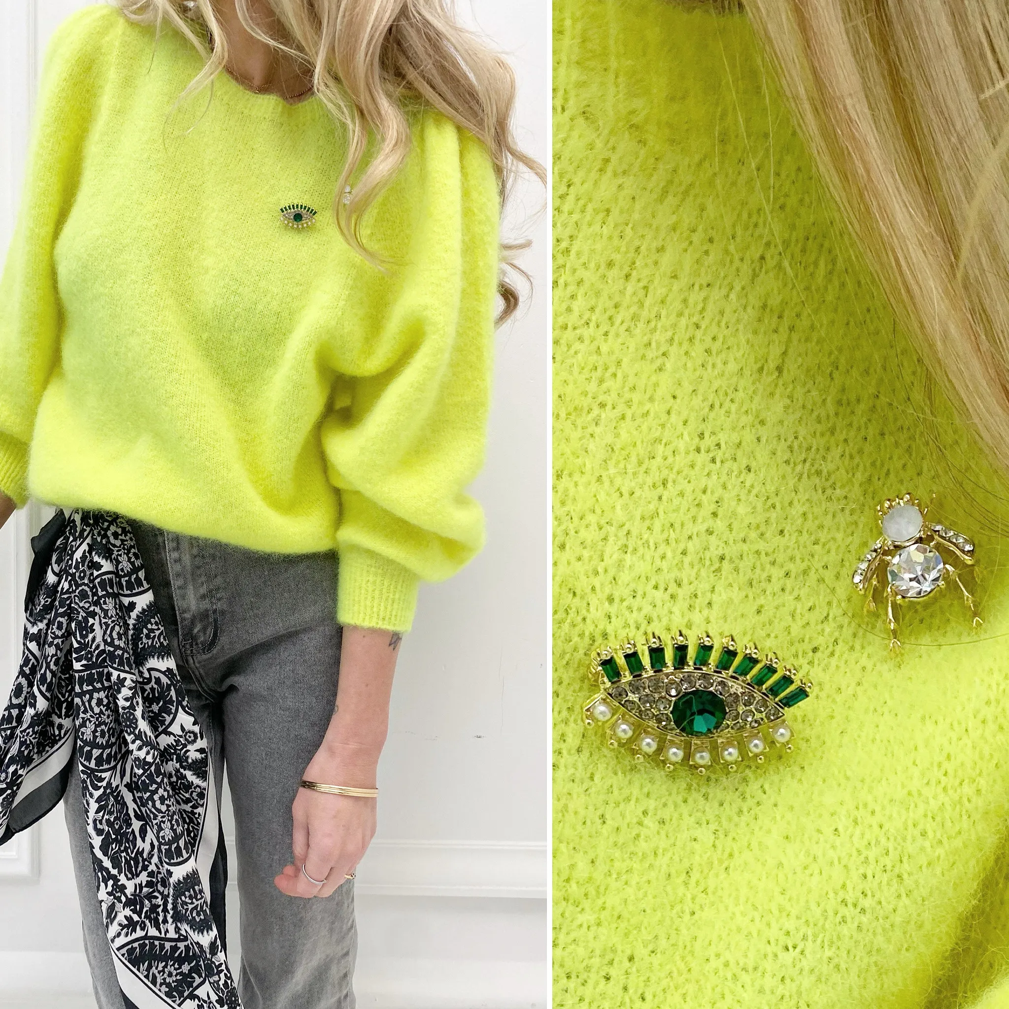 Broche oeil vert