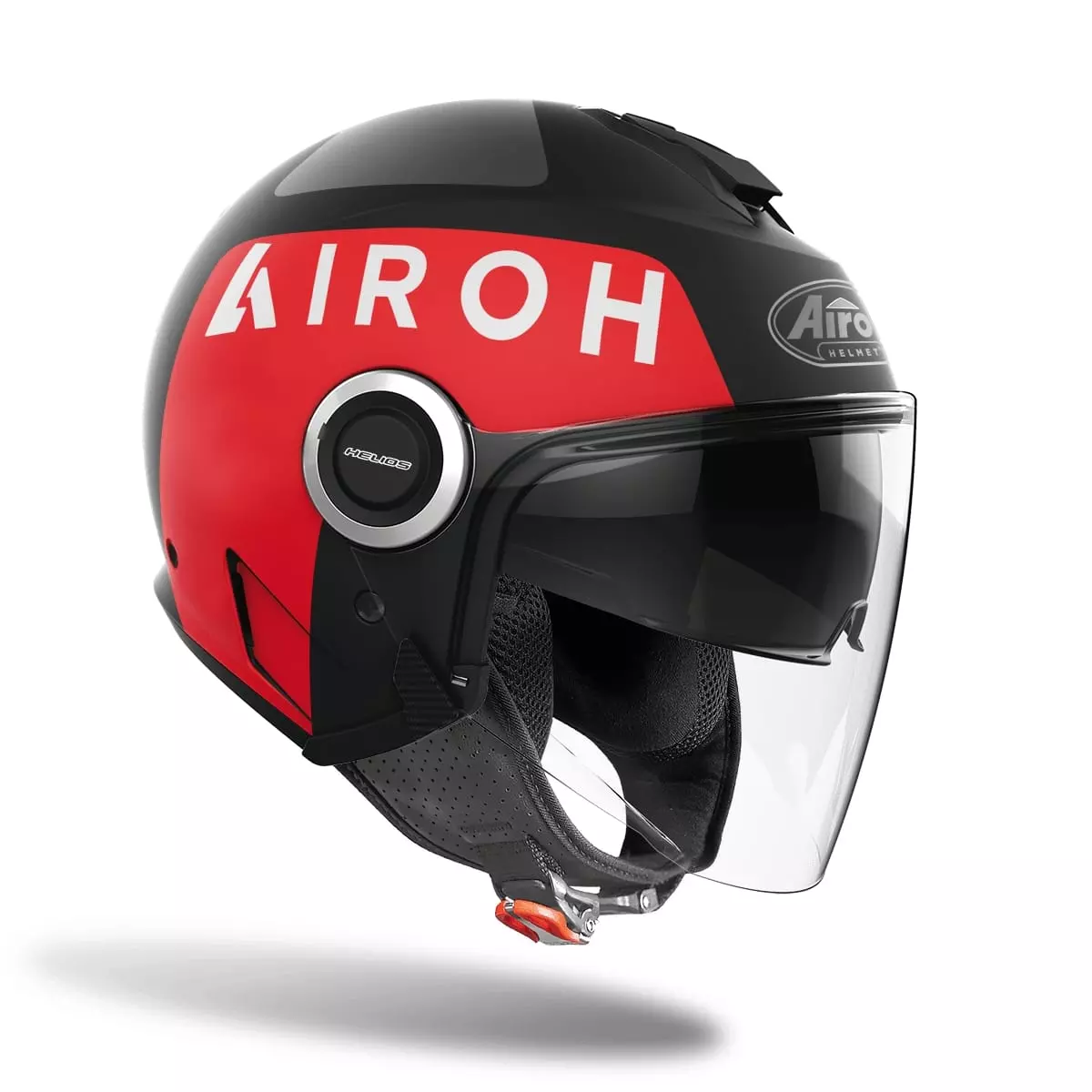 Casque Airoh Helios Up Noir Rouge Mat - Casque Jet