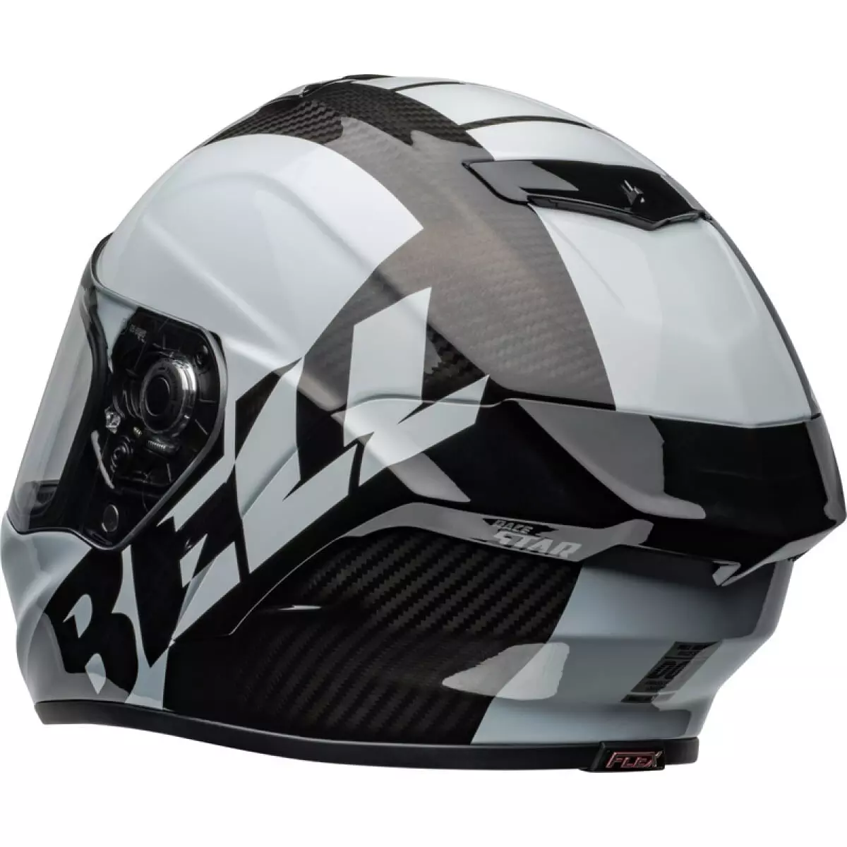 Casque Bell Race Star DLX Flex Offset Noir Brillant Blanc - Casque Intégral