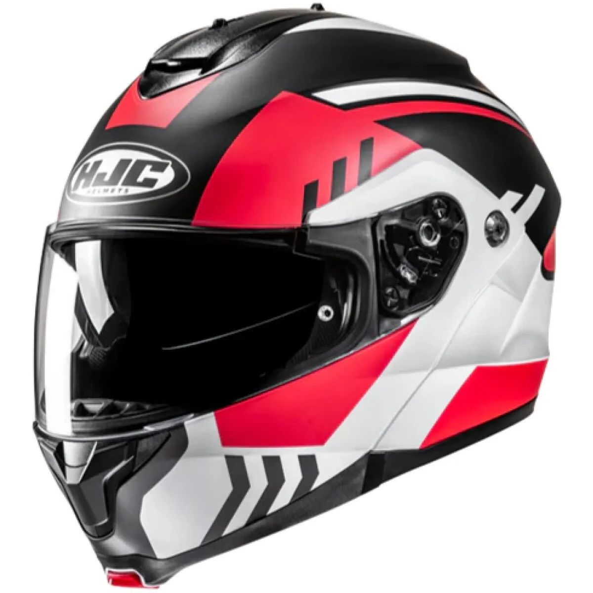 Casque HJC C91N Kaon MC1SF Rouge Noir Gris Clair - Casque Modulable