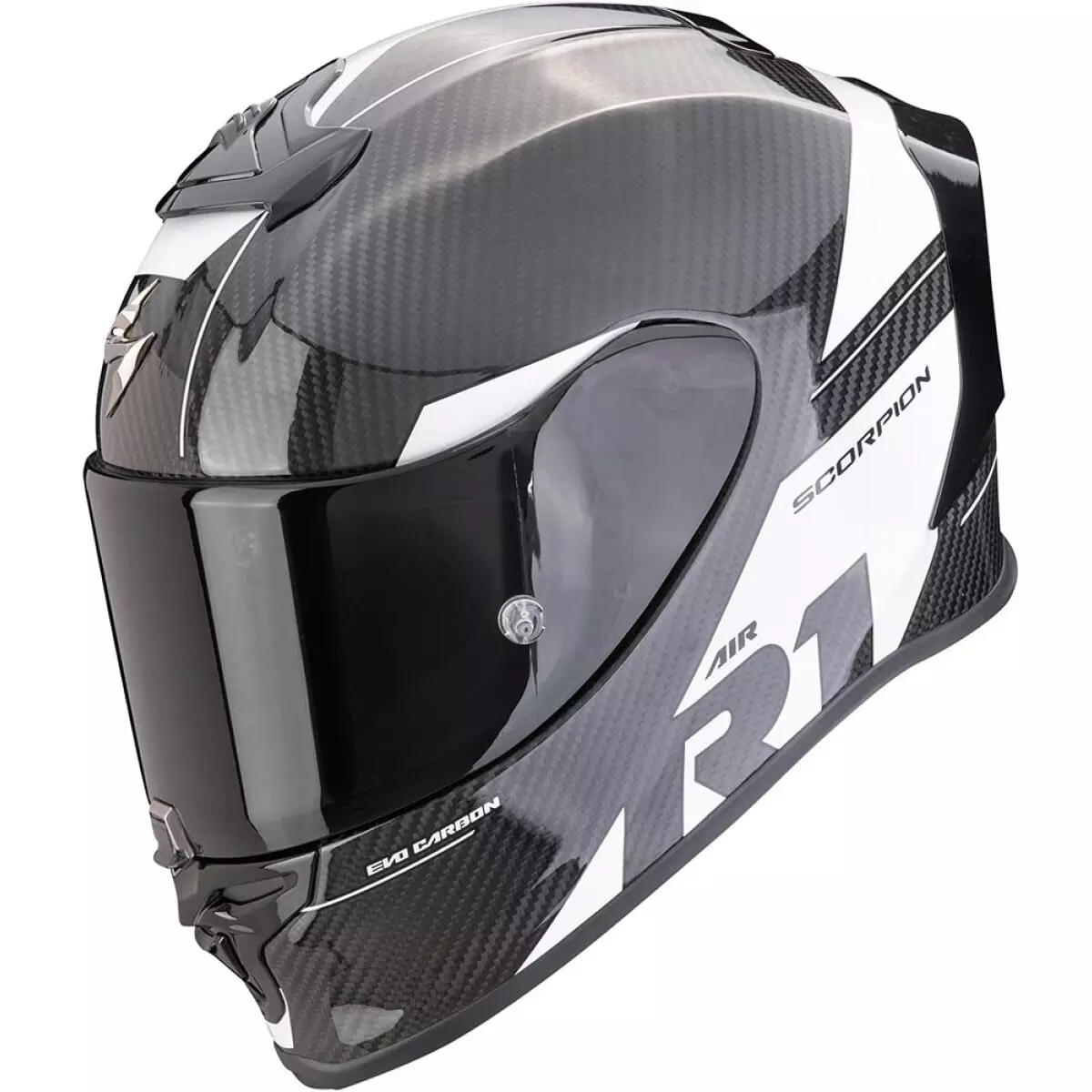 Casque Scorpion Exo R1 Evo Carbon Air Rally Noir Blanc - Casque Intégral