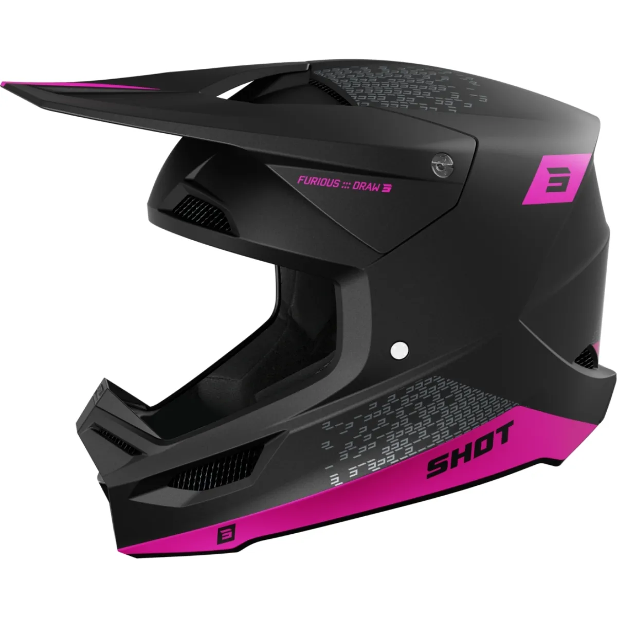 Casque Shot Furious Draw Rose Matt Noir - Casque Cross
