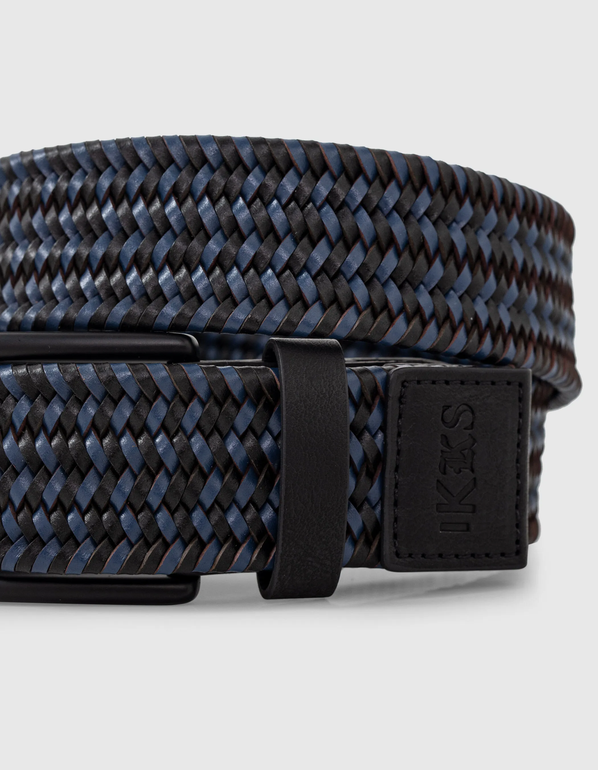 Ceinture noire tressée bleue garçon
