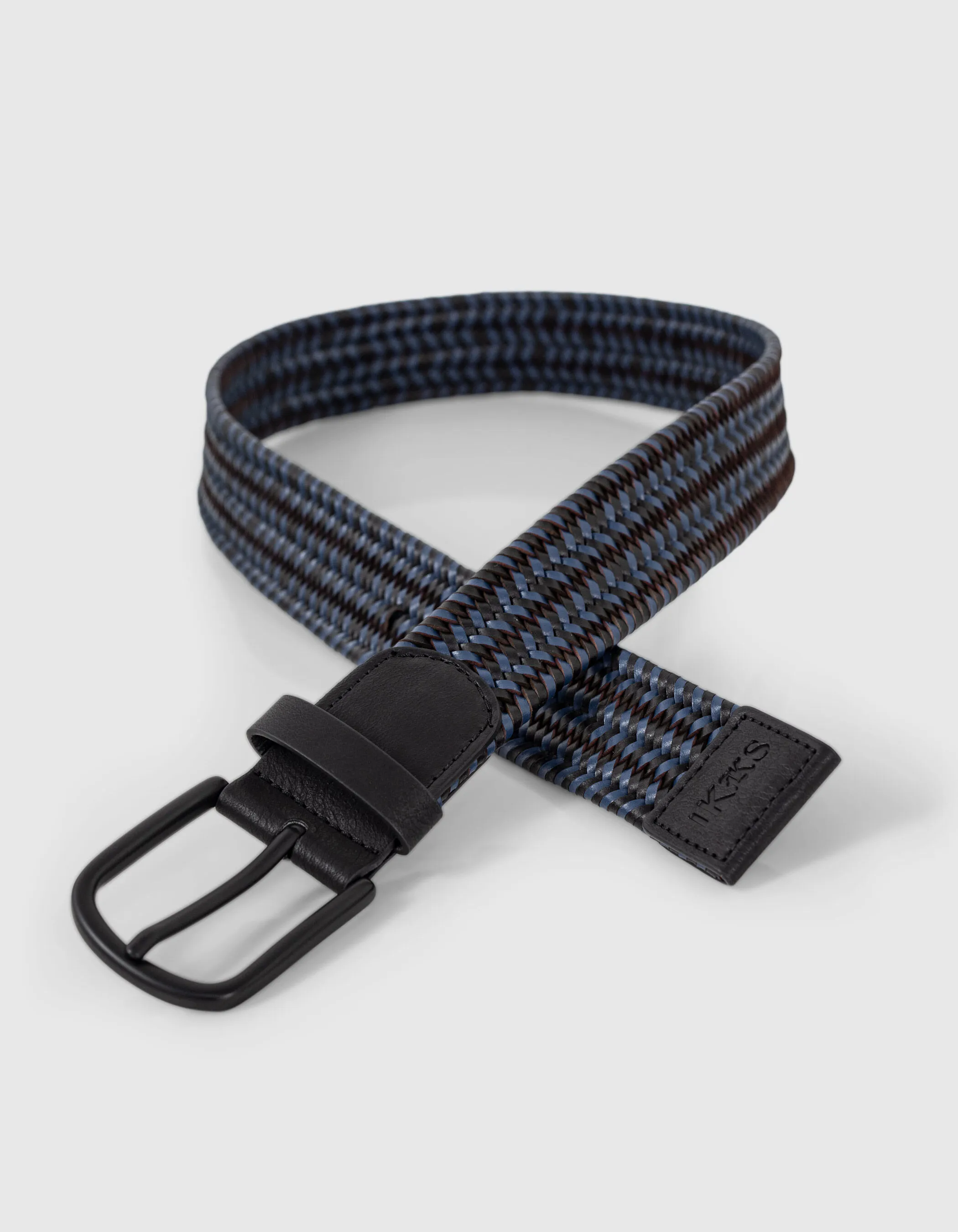 Ceinture noire tressée bleue garçon