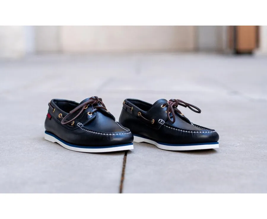 Chaussures bateau homme cuir Bleu Marine Trawler