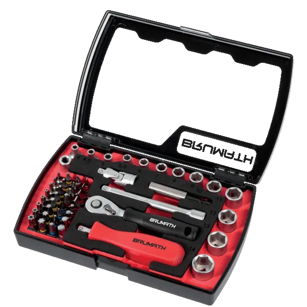 Coffret de 51 pièces, douilles et embouts de vissage 1/4''
