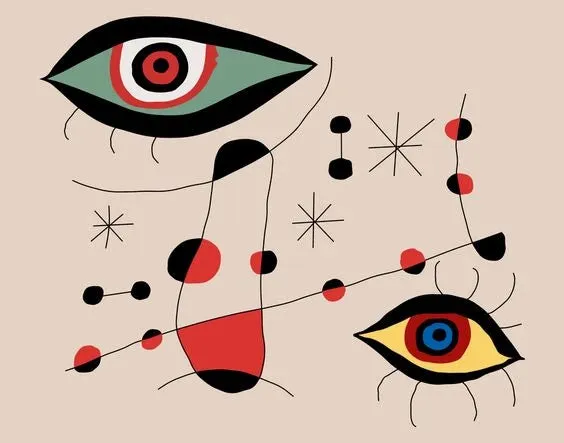 Collier dorée oeil - Miró