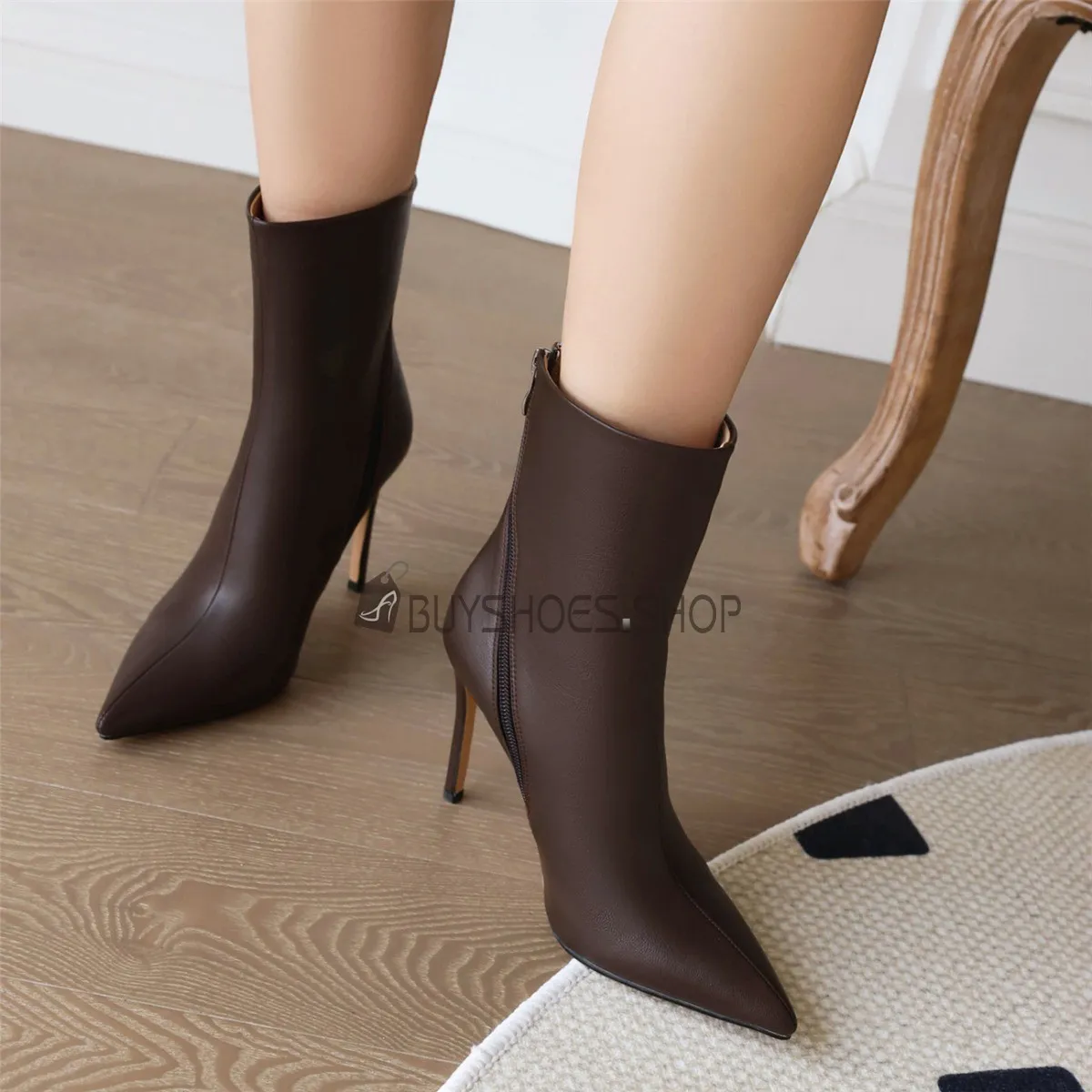 Confort Bottines Hiver Talon Haut 9 cm Business Casual Fermeture Éclair