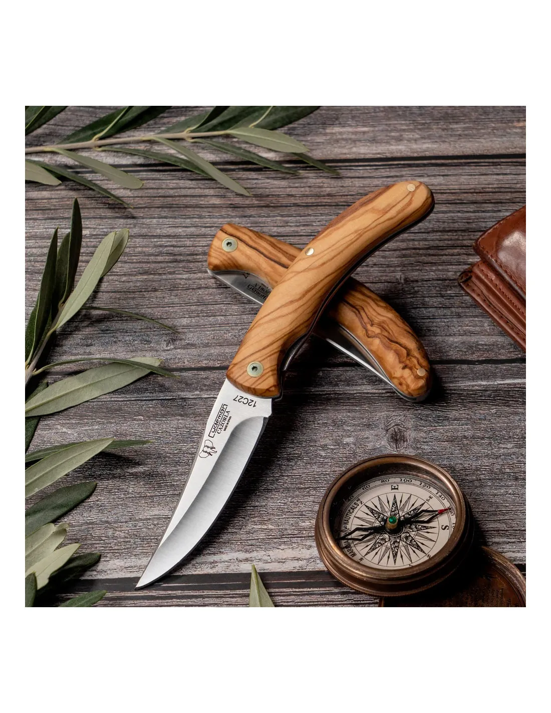 Couteau Cudeman manche olive, 19 cms. ⚔️ Boutique Épées