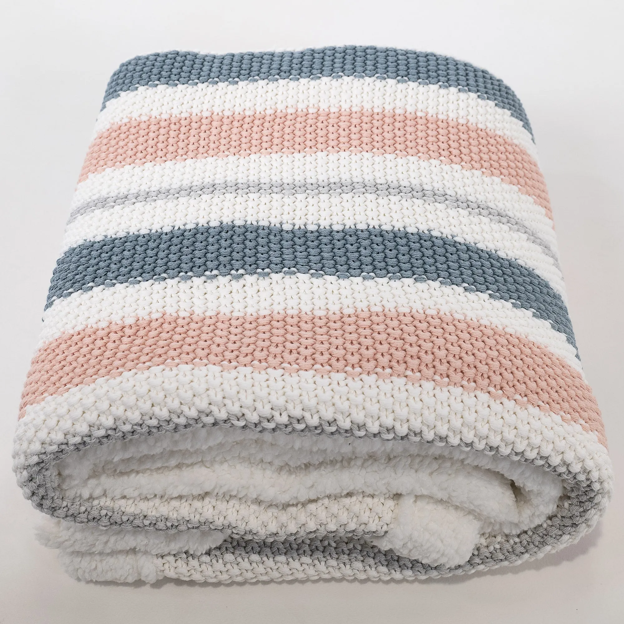 Couverture / Plaid - Tricoté Rayure Pastel