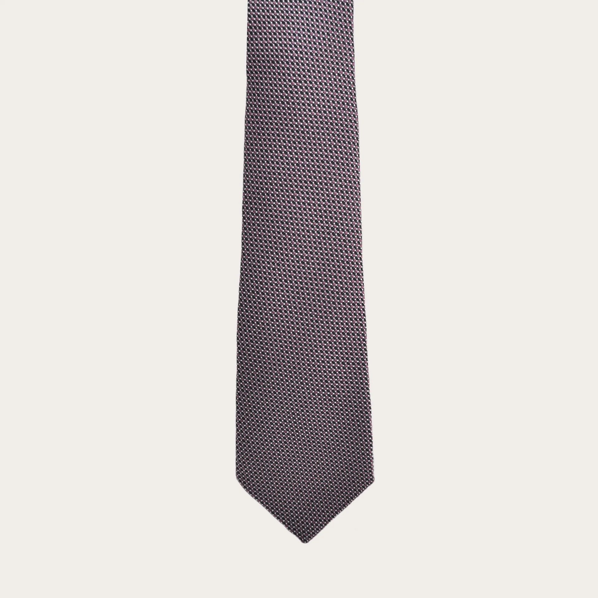 Cravate en soie jacquard, pois rose