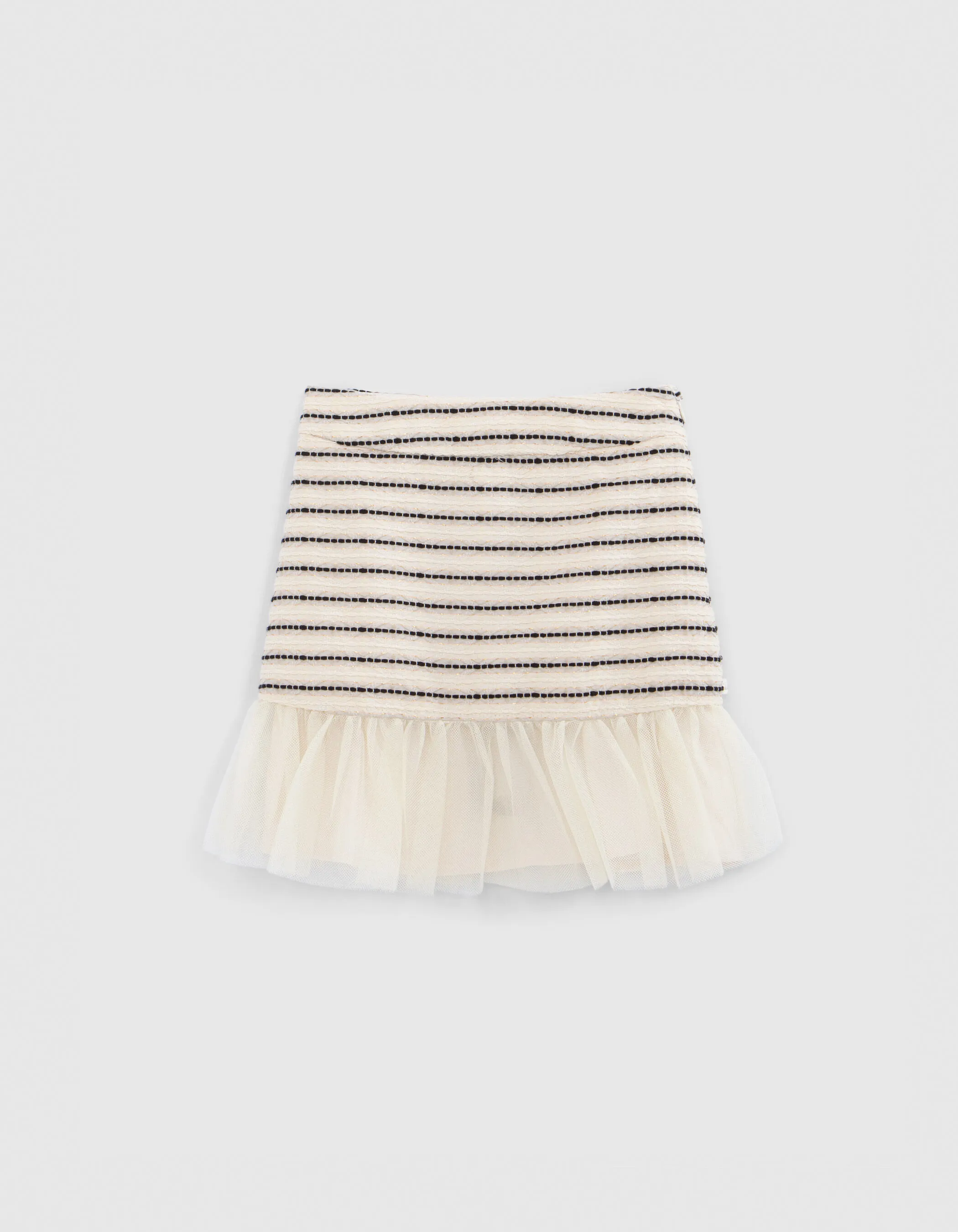 Jupe écrue jacquard motif rayures fille