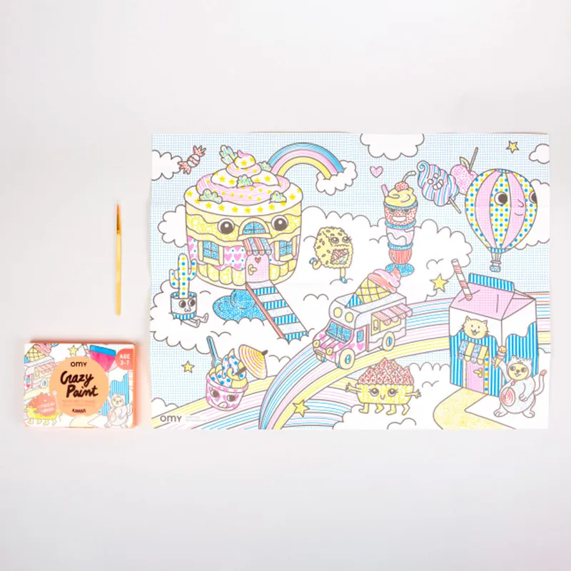 OMY - POSTER AVEC PEINTURE INTEGREE KAWAI -  littlecasba.com