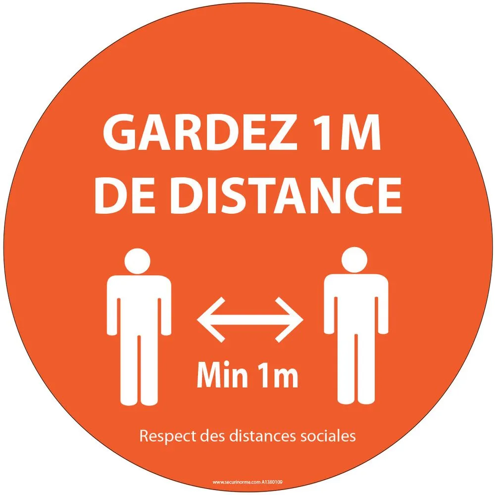 Panneau Gardez 1m de distance orange PVC Diam: 315mm