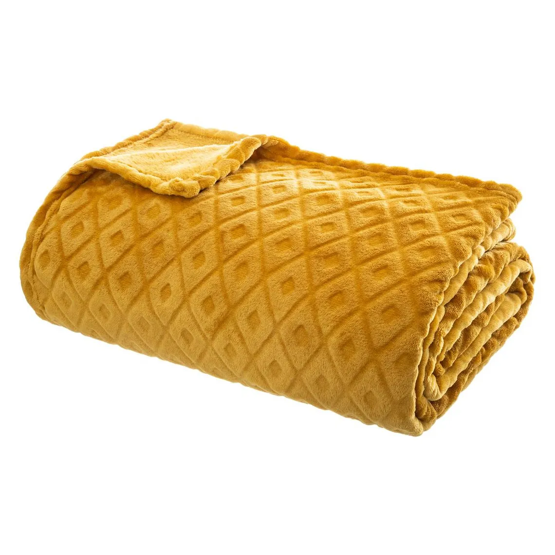 Plaid Flan 3D Losange 230x180 Ocre  | 3 Suisses