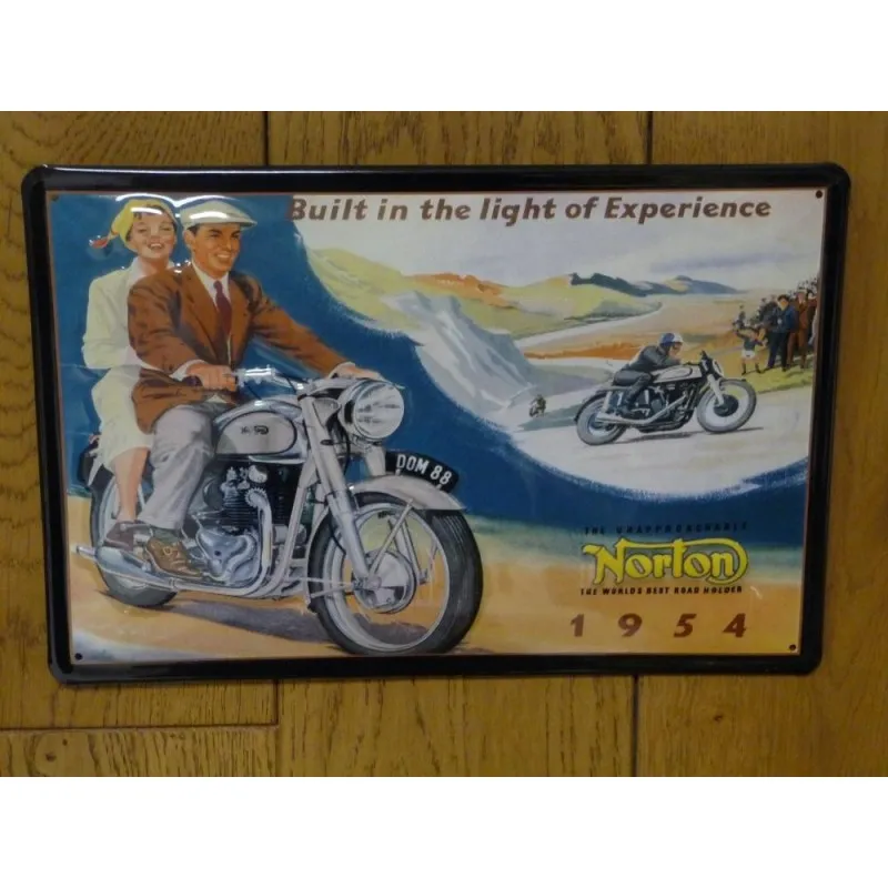 Plaque tôle bombée Norton 1954 Moto