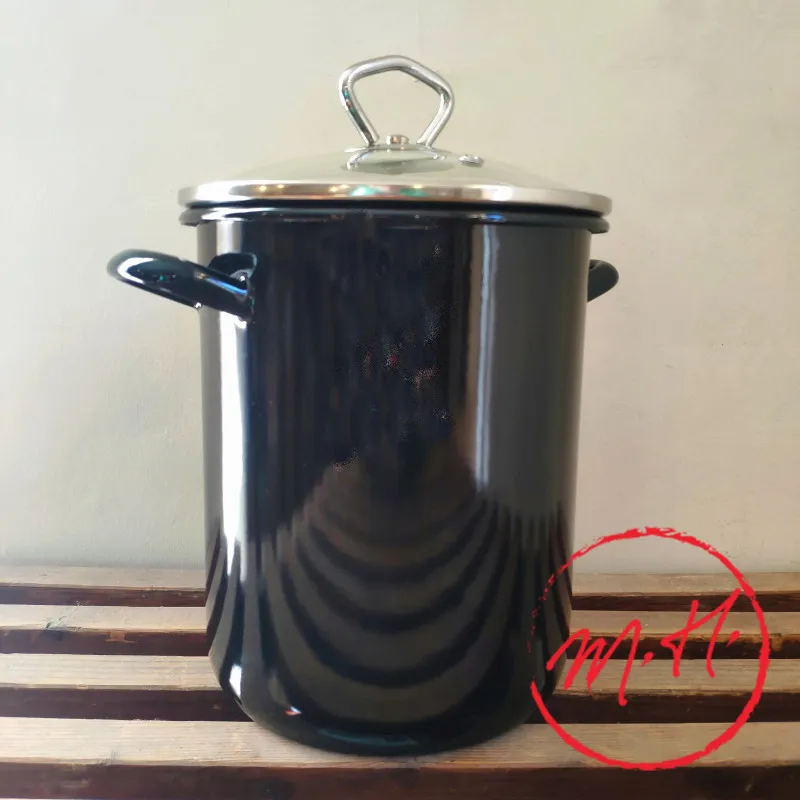 Pot à asperges ou pâtes émail noir