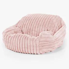 Pouf Fauteuil Sabine - Velours Ctelé Ultra Pelucheux Rose Pastel