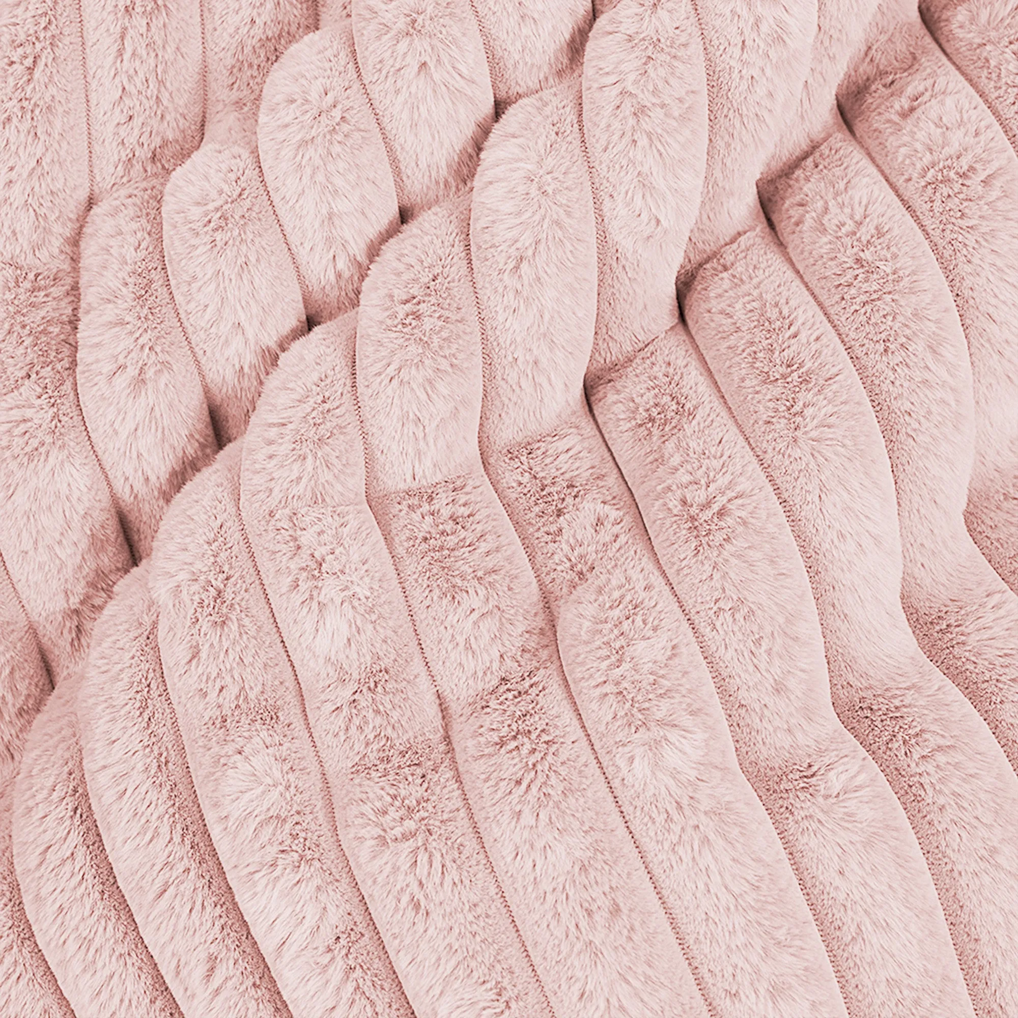 Pouf Fauteuil Sabine - Velours Ctelé Ultra Pelucheux Rose Pastel