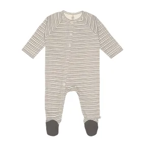 Pyjama bébé avec pieds - Coton Bio, Rayé Gris Anthracite | Lässig