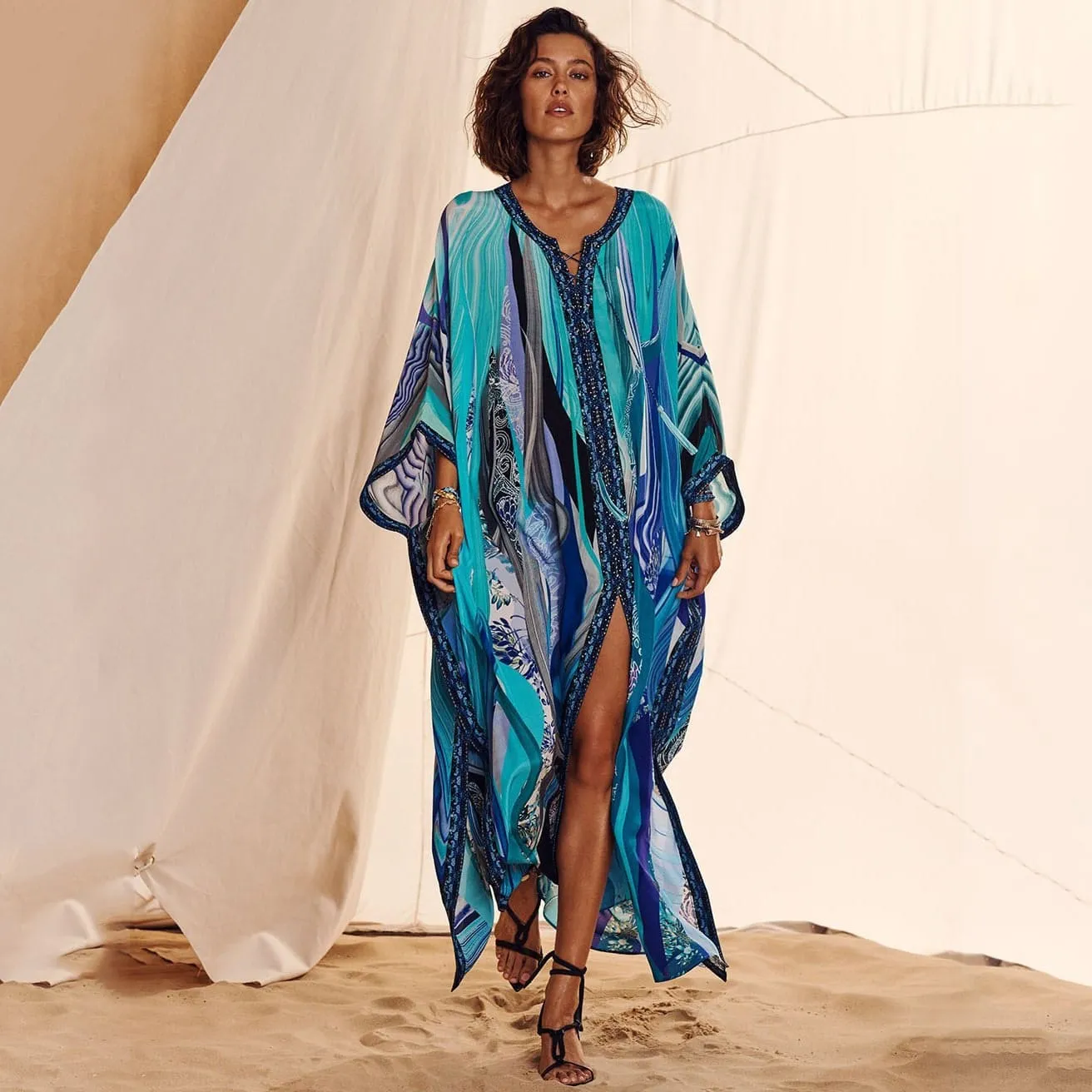 Robe de Plage Fendue Style Ethnique