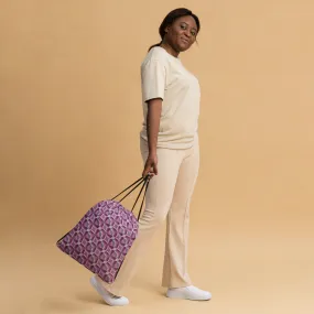 Sac à cordon Motif violet, rose et blanc