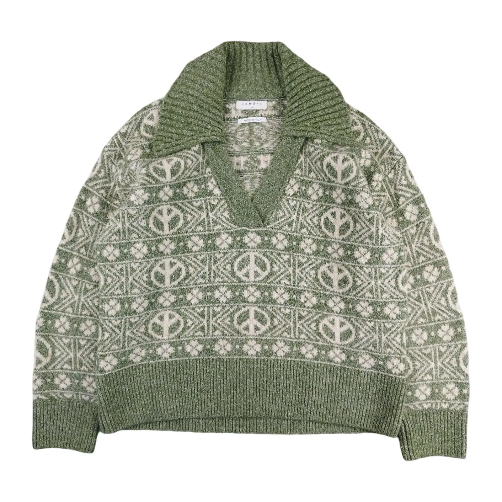 Sandro - Pull Jacquard vert taille S