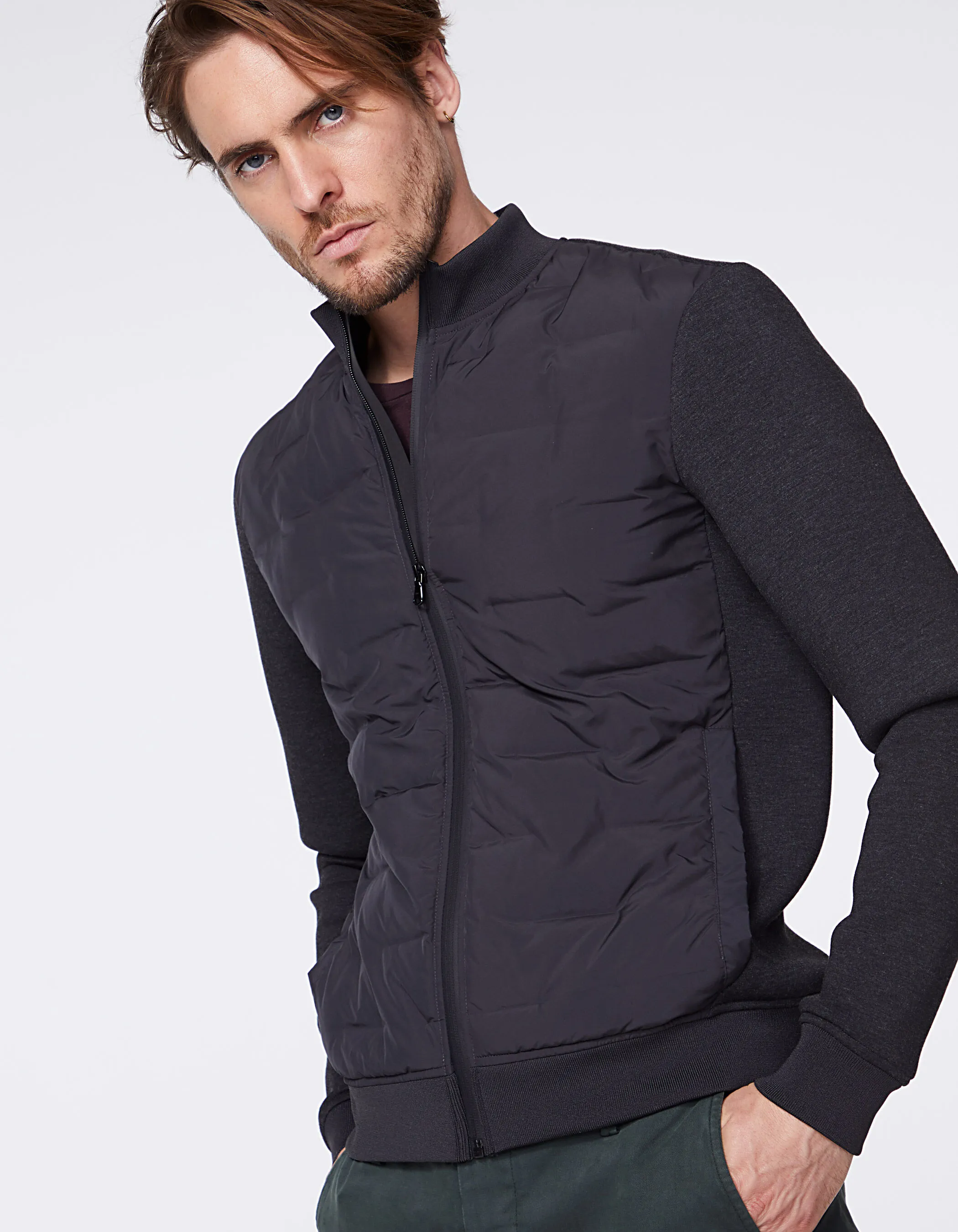 Sous-doudoune anthracite bi-matière Homme