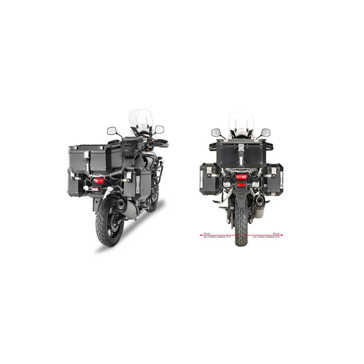Supports valises Givi Monokey Cam - Side Trekker Outback Suzuki 1000 DL V Strom