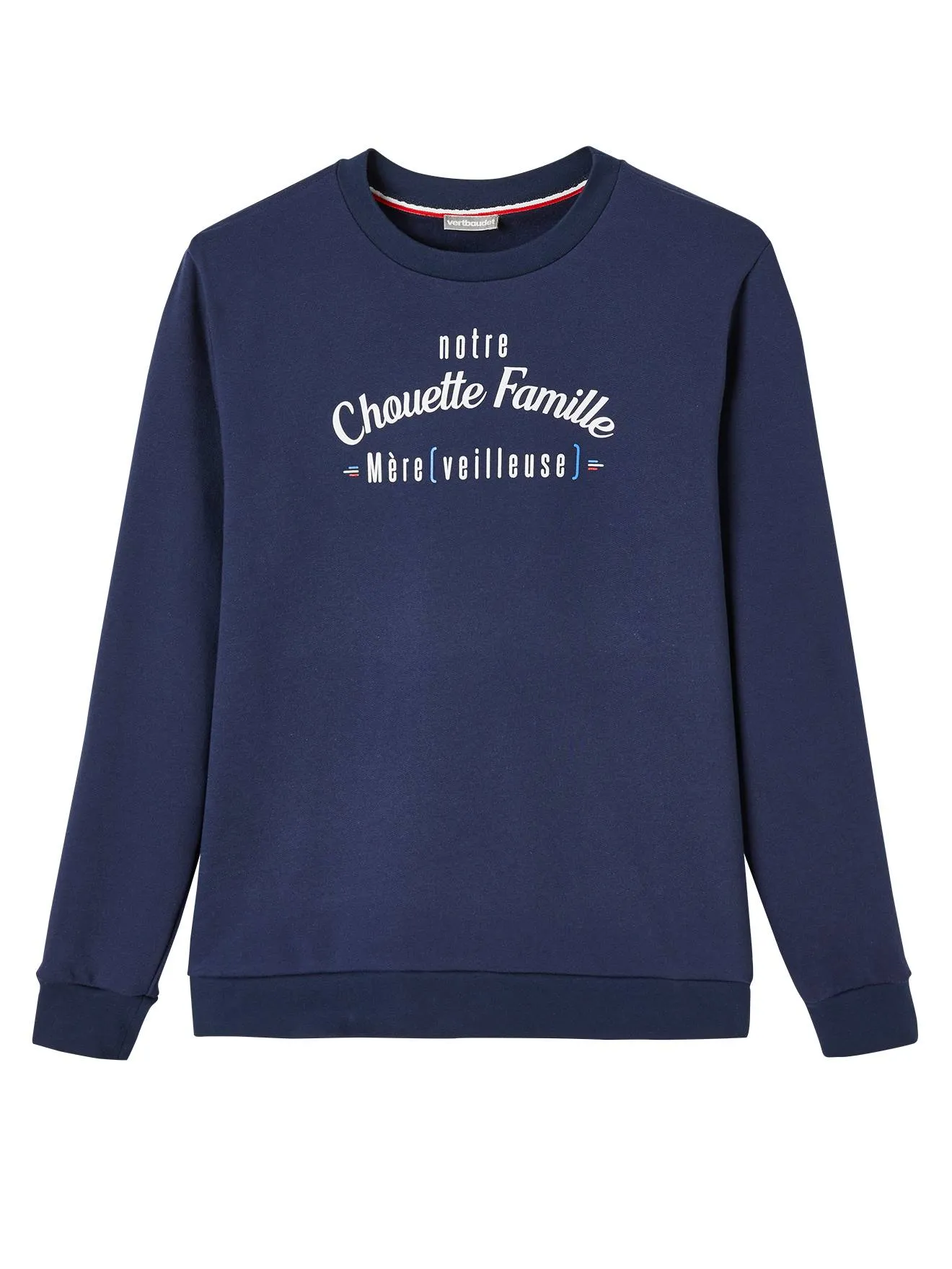 Sweat femme notre Chouette Famille collection capsule vertbaudet fabrication française marine grise - Vertbaudet