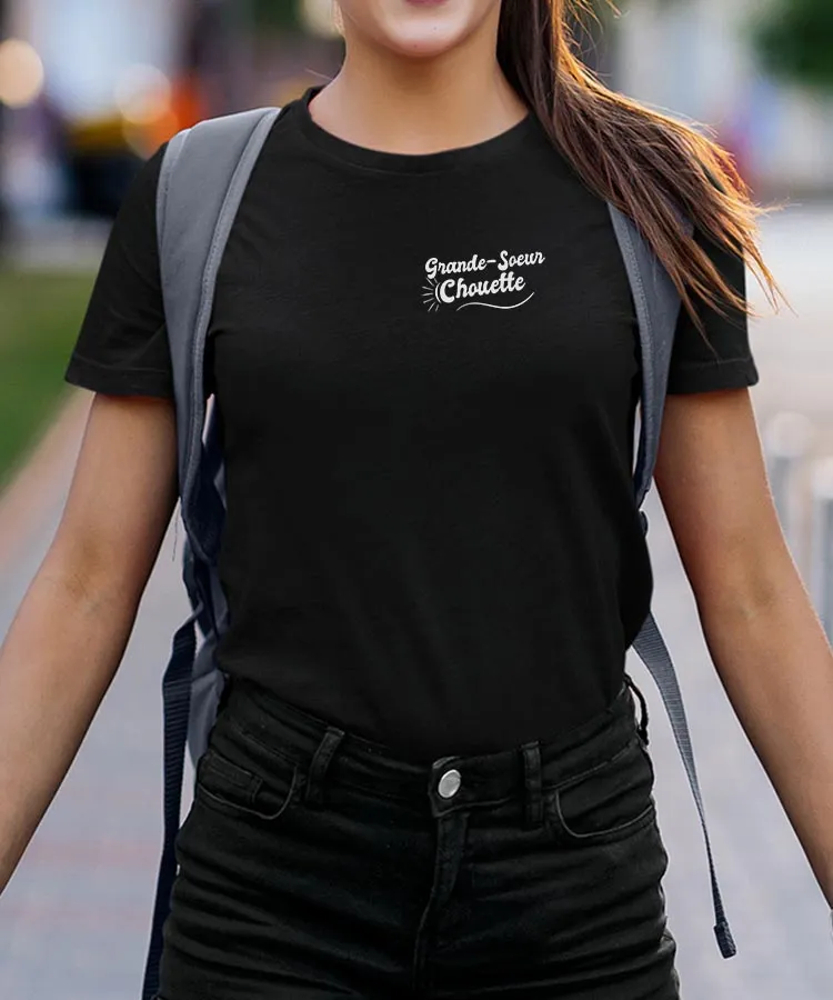 T-Shirt Grande-Soeur Chouette face Pour femme
