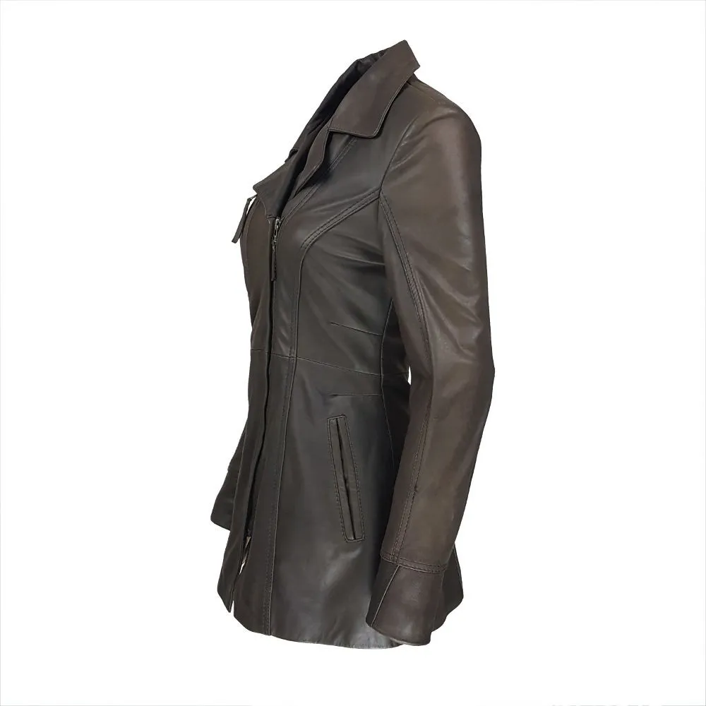 veste femme trois quart à zip barra