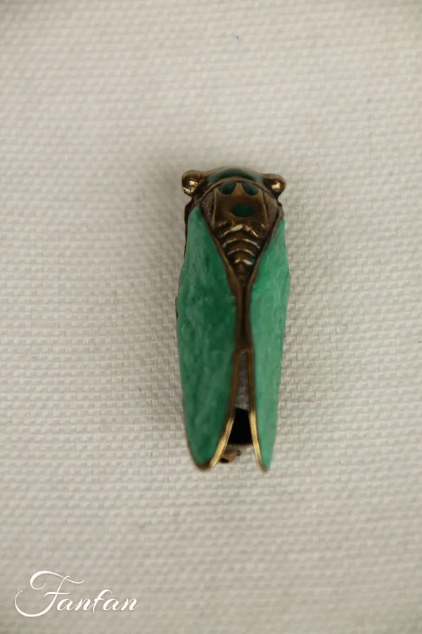 Zazou Broche Cigale métal et émail vert