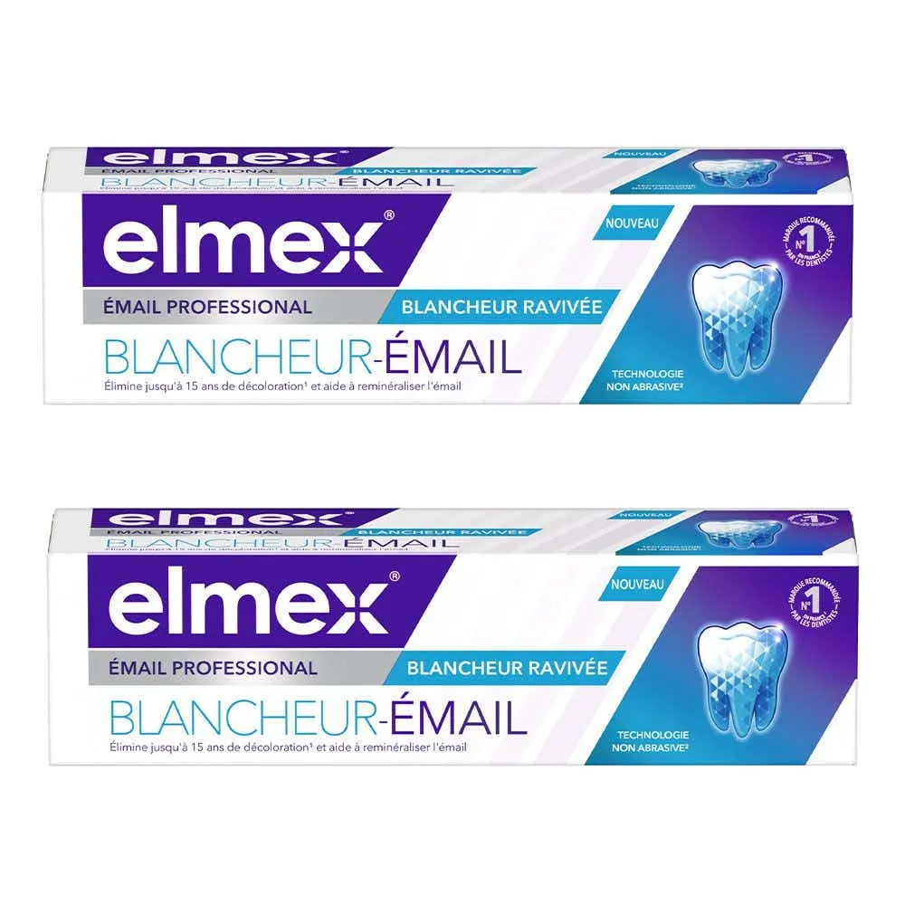 ÉMAIL PROFESSIONAL - Dentifrice Blancheur-Émail, 2x75ml | Elmex  - Parapharmacie Boticinal